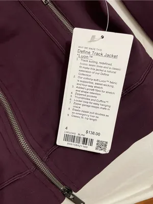 Lululemon NWT Define Track Zip-Up Jacket in Black Plum Purple Lion Size 4 thumbnail 7