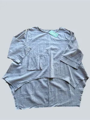 Women's NEW Grey Oversized Hi Low Top Size Large #260195 thumbnail 2