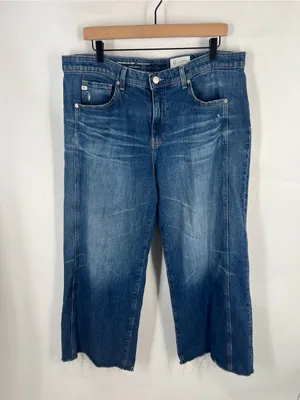 AG Saige Wide Leg Crop Watermist Paneled Jeans Size 33 thumbnail 2