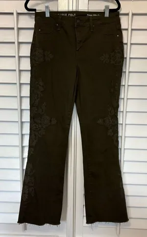 Laurie Felt‎ Olive Green Power Silky Bootcut Jeans Size Small thumbnail 1