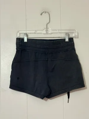 Lululemon Loop Back Acid Rubber Dye Black 2” Shorts Size 4 thumbnail 4