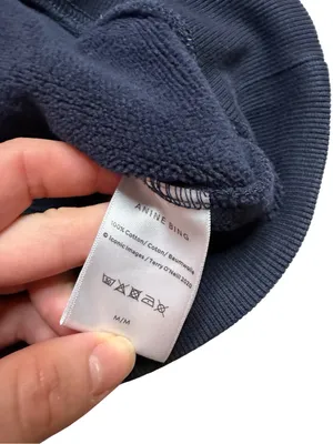 👕 ANINE BING Tyler Sport Sweatshirt Navy Terry Varsity Logo Pullover Medium 👕 thumbnail 5