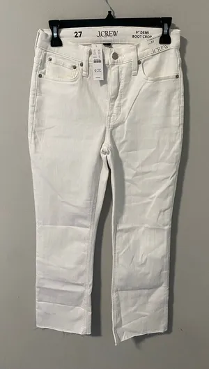 New J.Crew 9" Demi Bootcut White Denim Jeans Size 27 thumbnail 1