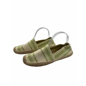 Tory Burch Striped Espadrille Slip-On Flats Green‎ Ivory Canvas Jute Women’s 10 thumbnail 10