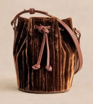 SEZANE VELVET MINI FARROW Brown Velvet Crossbody Bag Sold Out thumbnail 1