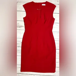 Calvin Klein Sleeveless Red Dress Size 10 thumbnail 7