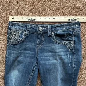 Grace in LA Jeans Womens 27x32 Blue Bootcut Rhinestone Embellished Bling Western thumbnail 6