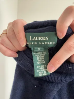 Vintage Lauren Ralph Lauren Navy Wool Cotton Turtleneck Sweater thumbnail 4