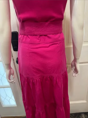 Veronica Beard AUSTYN Lg DkPink Tiered Pima Cotton Sleeveless Midi Dtess Sz S thumbnail 10