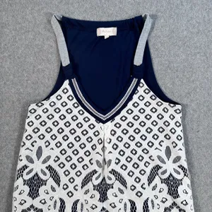 Altar'd State Lace Overlay Tank Top Women's Small Navy Blue/White Jersey Boho thumbnail 2