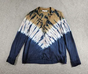 Young Fabulous & Broke Womens Susan Shirt Medium Blue T an Tie Dye Button Down thumbnail 1