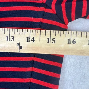Madewell Mini Dress Shift Long Sleeve Striped Knit Crew Neck Red Navy‎ Women XS thumbnail 7