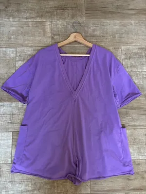 T-shirt Short Sleeve Romper in Purple- XS thumbnail 3