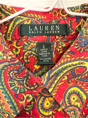 Like New 90’s Style Ralph Lauren Red Paisley Button-Down Shirt Small thumbnail 2