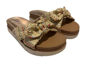 Sam & Libby Astrid Platform Sandals - Natural Multicolor Raffia Bow - Size 6 thumbnail 1