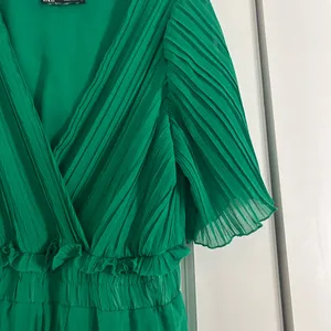 Zara pleated green dress thumbnail 4