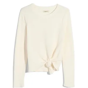 Madewell Texture & Thread Cream Jacquard‎ Knot Front Crew Neck Top thumbnail 2