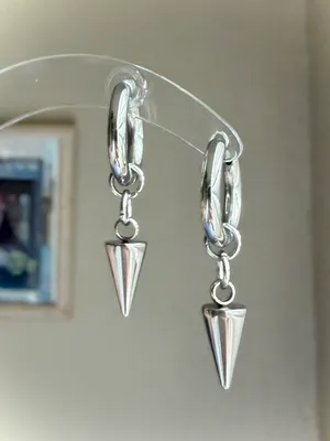 Handmade fully stainless steel spike hoop earrings💫🌀 thumbnail 1