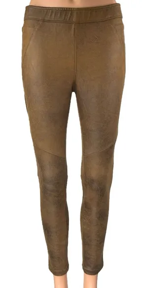 Free People Never Let Go Brown Faux Suede Leather Skinny Leggings Pants Size 4 thumbnail 1