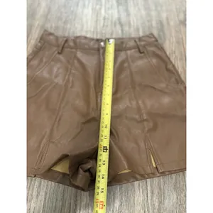 Pretty Little‎ Thing Brown Faux Leather High Rise Shorts thumbnail 4