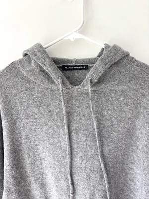 Brandy Melville Grey Knit Hoodie Soft Knit Wool Blend Cozy Loungewear Preppy thumbnail 2