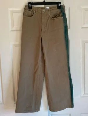 BDG urban outfitters size 27 or 4 high and wide tan green grunge jeans thumbnail 2