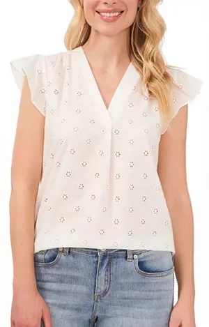 NWT white CeCe eyelet Top- medium thumbnail 1