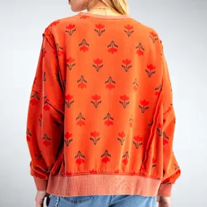Easel Vintage Floral Print Sweatshirt in Boho Red Size S thumbnail 2