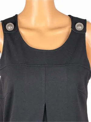 LAL Live A Little Sleeveless Black A-Line Pleated Dress w/Shoulder Buttons Small thumbnail 3