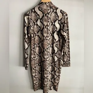 Leith Snakeskin Bodycon Midi Dress Turtleneck Long Sleeve Nordstrom M thumbnail 7