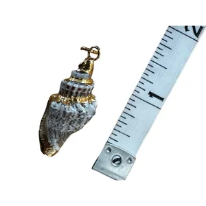 Vintage Gilded Conch Shell Pendant Beachy Boho Glam Gold thumbnail 5