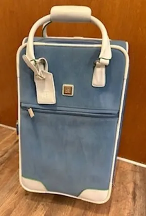 Diane von Furstenberg Rolling Suitcase Blue White Trim Carry On Luggage 19 Inch thumbnail 1
