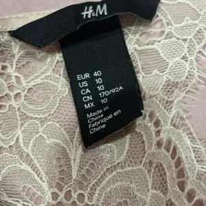 H&M Women's Lace Trim Satin Slip tunic top blush pink thumbnail 9