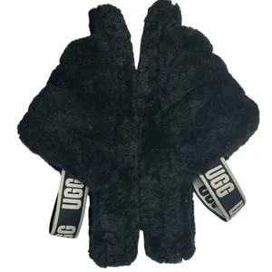 Ugg Fluff Yeah Slide Slippers Womens 8 Black Plush Sheepskin‎ Logo Soft Fur Cozy thumbnail 6