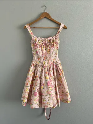 NWT HOUSE OF CB NATASSIA - Pink Meadow Cotton Mini Dress Size XS Longer length thumbnail 13