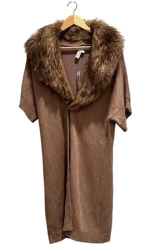Chico's Indulgence Faux Fur Anya Cardigan‎ Sweater Tan NWT Size 2 Large thumbnail 1