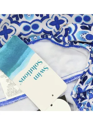 NWT Swim Solutions Double-Tier One-Piece Swimsuit Amalfi Coast Blue Multi 8 thumbnail 6