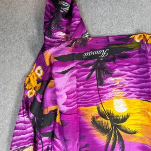 Hawaii Purple Floral Vacation Wrap Sarong 68" x 44" Palm Tree Tropical thumbnail 2