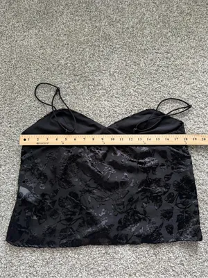 Abercrombie & Fitch Black Floral Burnout Velvet Cami Tank thumbnail 6