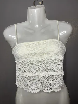 Out From Under Tank Top Womens Medium White Lace Floral Crop Cami Summer thumbnail 1
