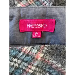Freebird Gray & Blue Plaid Tiered Lace Hem Mini Skirt thumbnail 7