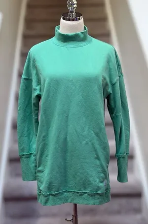 FreePeople Movement Oversized Mock Neck Back Zip Green Longline Sweatshirt Tunic thumbnail 1
