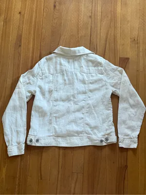 Jones New york Off-White Linen-Blend Jean Jacket thumbnail 6