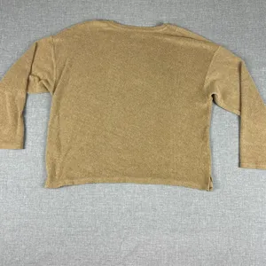 Madewell Sweater Womens L Brown Henley 3/4 Sleeve Terry Relaxed Pullover MWL Top thumbnail 7