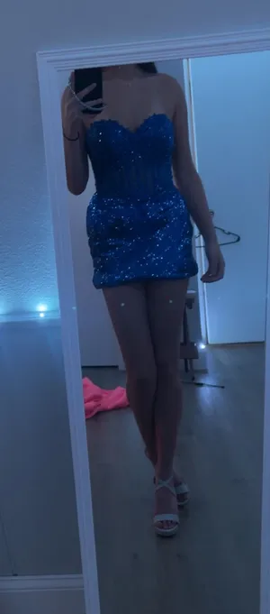 Royal blue strapless dress Windsor thumbnail 1