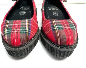 T-U-K Red Plaid Pointed Ballet Creeper Platform Shoes Women’s Size 5 thumbnail 3