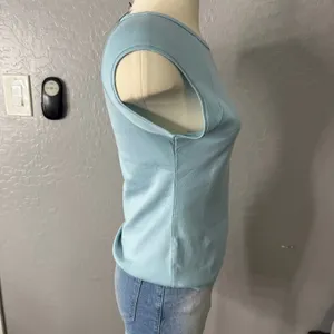 Banana Republic Ribbed High-Crew Top 771407, Bali Blue, S thumbnail 2