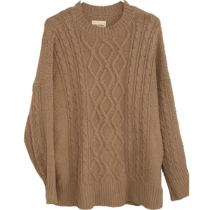 Womens Abercrombie & Fitch Brown Cable Knit Long Sleeve Crew Neck Sweater Size M thumbnail 1