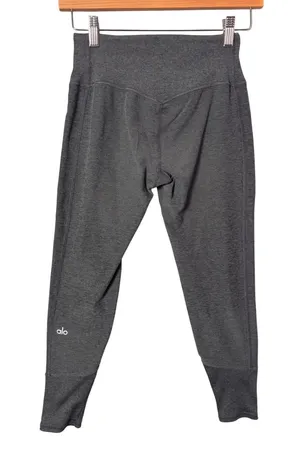 Alo Yoga Athletic Leggings XS Gray High Waist Ribbed Cuff Athleisure Casual Cozy thumbnail 1