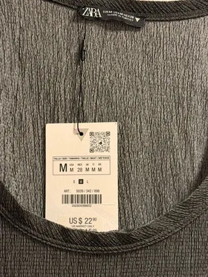 NWT Zara Black Sheer Ribbed Scoop Summer Lightweight Tank Size M thumbnail 7